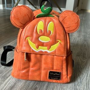 RARE Disney Parks Mickey Pumpkin Orange Loungefly Backpack